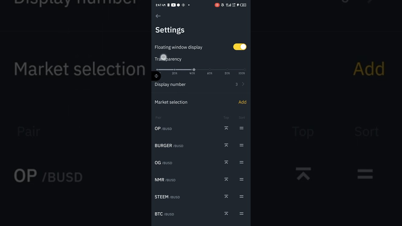 How to add floating window/pop-up on Binance