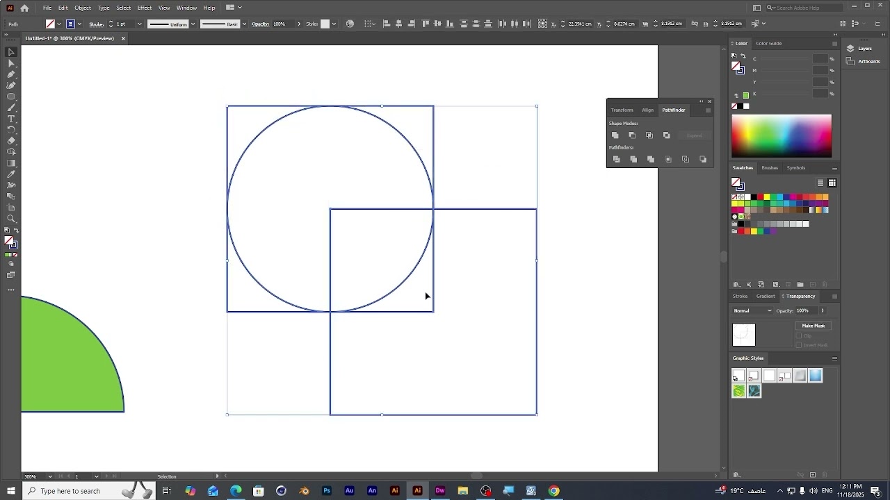 رسم الاشكال من خلال ال Shape Builder tool | محاضرة 2025/11/18