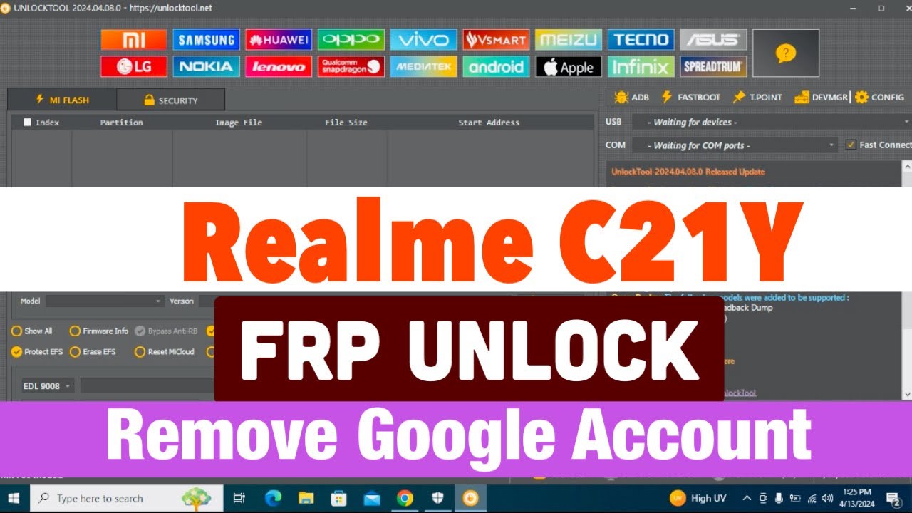 Realme C21y Frp Unlock By Unlock Tool !  Realme C21Y (RMX3261) Password Unlock