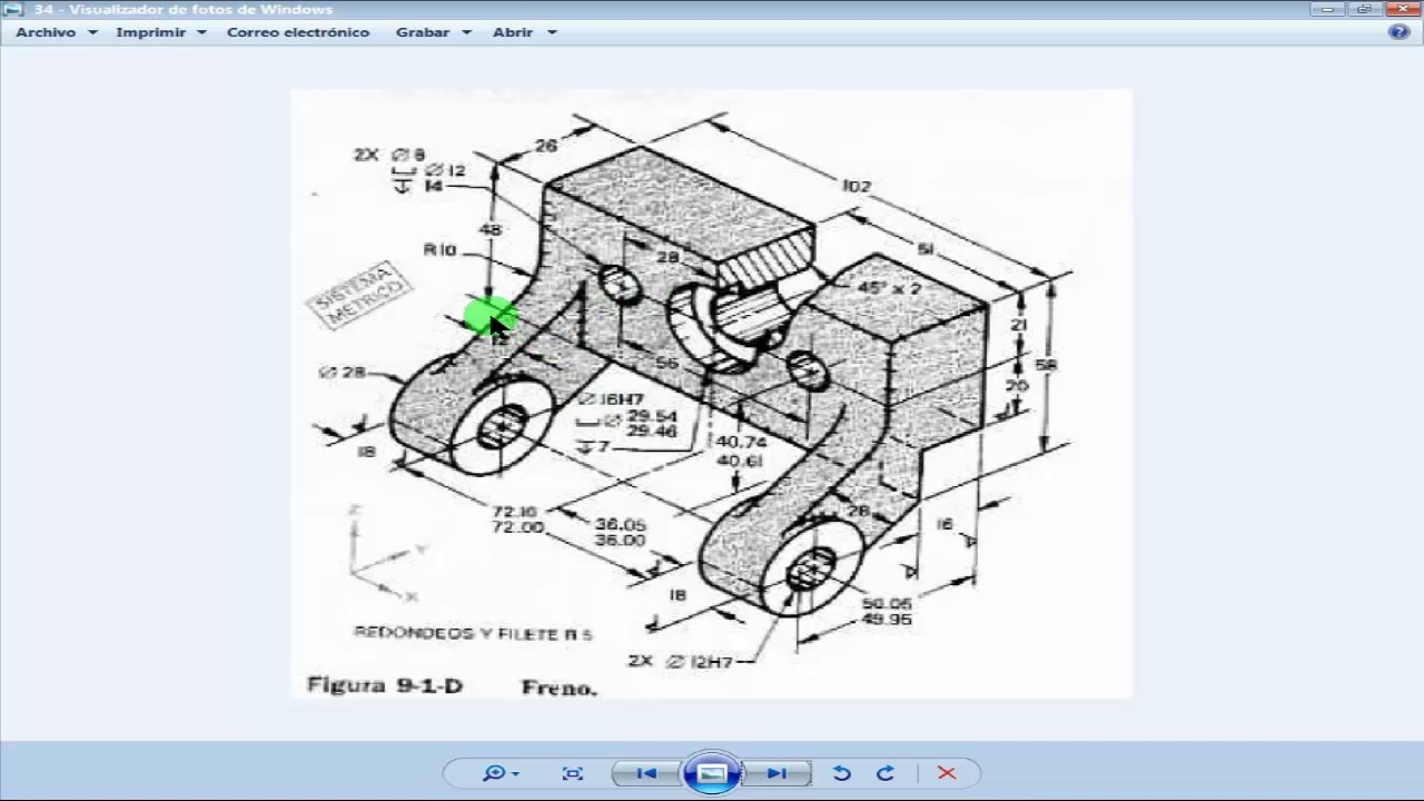 freno 3D en autocad