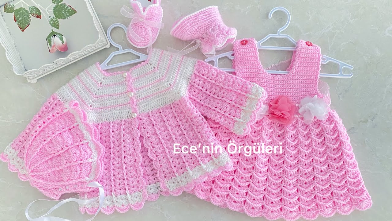 2 Color Crochet Baby Girl Cardigan/2 Renkli Tığ işi Kız Bebek Hırka /Bebek Takımı Hırka / 3 ay