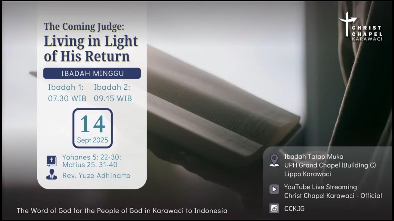 Pdt. Yuzo Adhinarta, Ph.D. - The Coming Judge: Living in Light of His Return