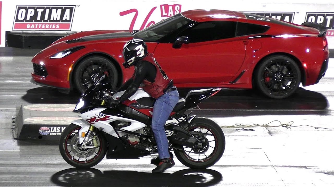 Bikes vs Cars - drag race - Redeye Hellcat,Z06 Corvette,Kawasaki Ninja,BMW 1000RR