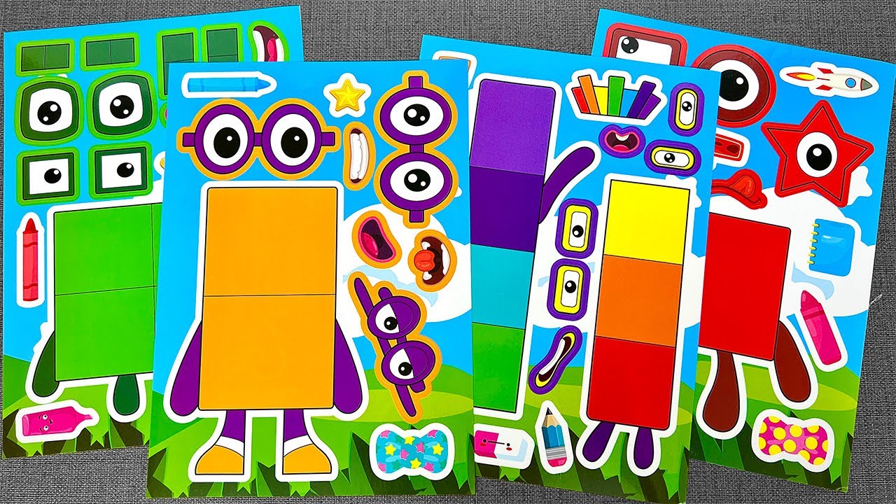 [paper diy] NUMBERBLOCKS! DIY Make a Face Stickers with Numberblocks 🟧 넘버블럭스 숫자 스티커 Asmr