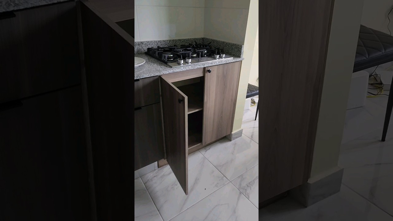mueble para cocina con estufa empotrable instalada 🤗 