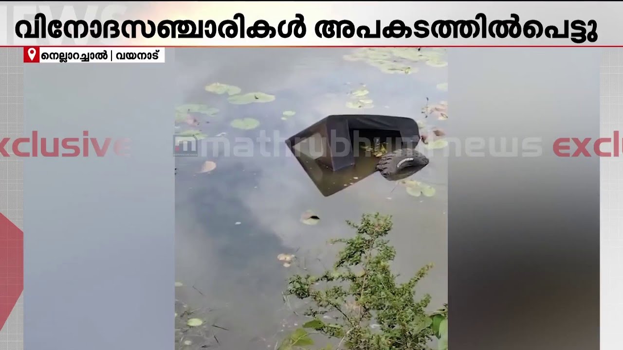 നെല്ലാറച്ചാല്‍ വ്യൂ പോയിന്റില്‍ വാഹാനാഭ്യാസത്തിന് ശ്രമിച്ചു; ജീപ്പ് വെള്ളത്തിൽ താണു | Wayanad