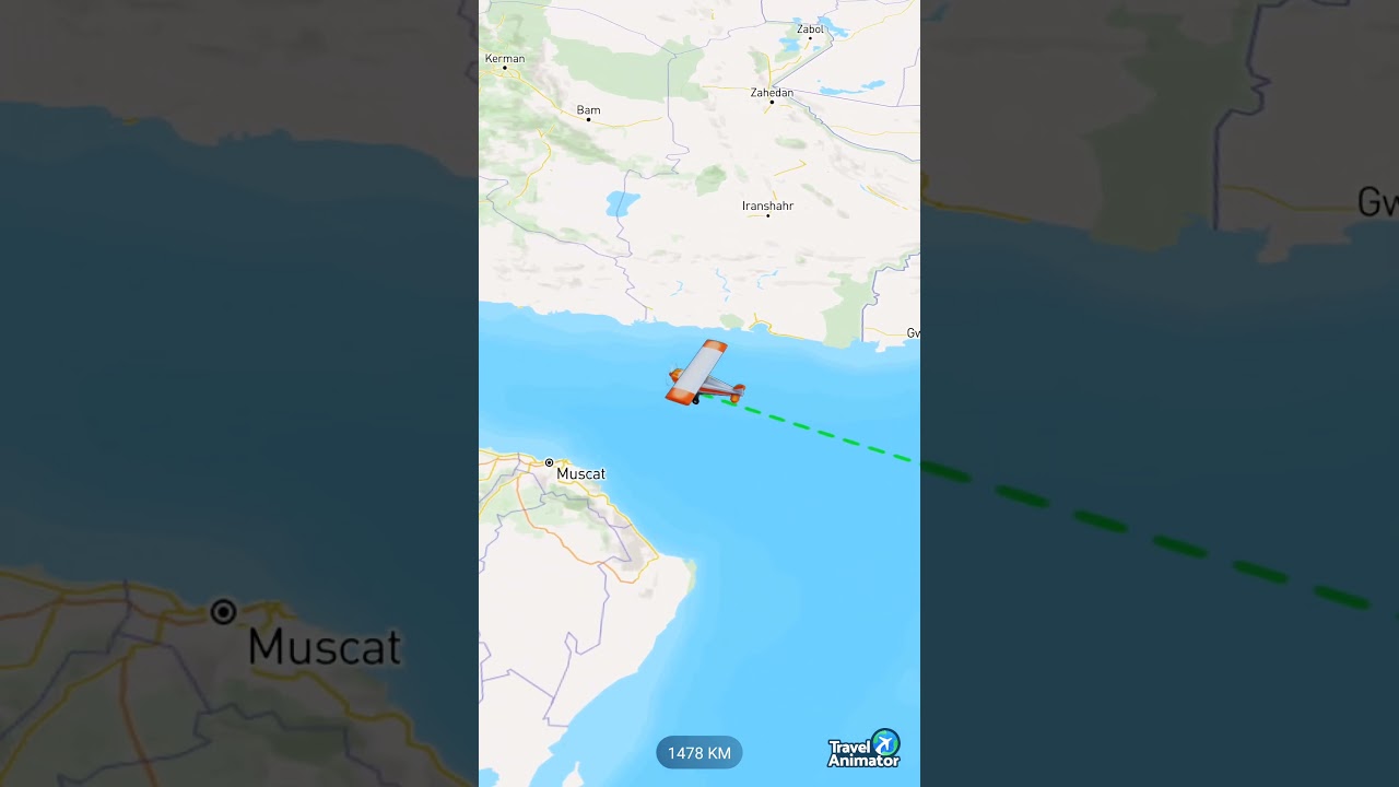 Mumbai - Maharashtra - India to Kuwait City - Kuwait| Travel map route animation via flight