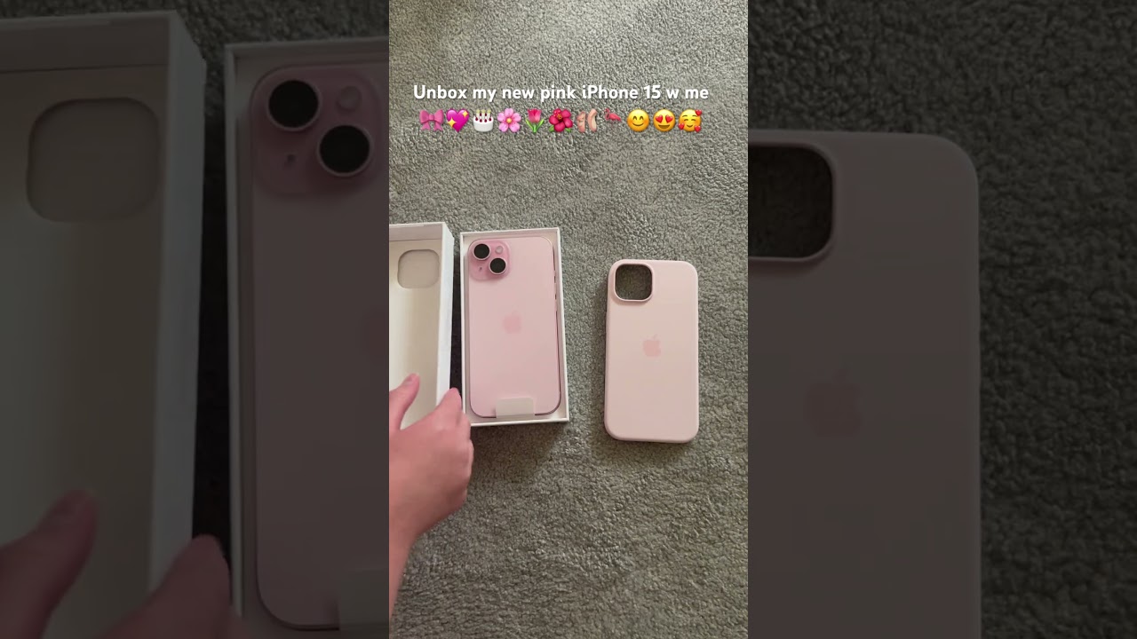 Unbox my pink iPhone 15 w me #iphone #pink #preppy #coquette #apple #smile #unboxing #bday #happy 🌸