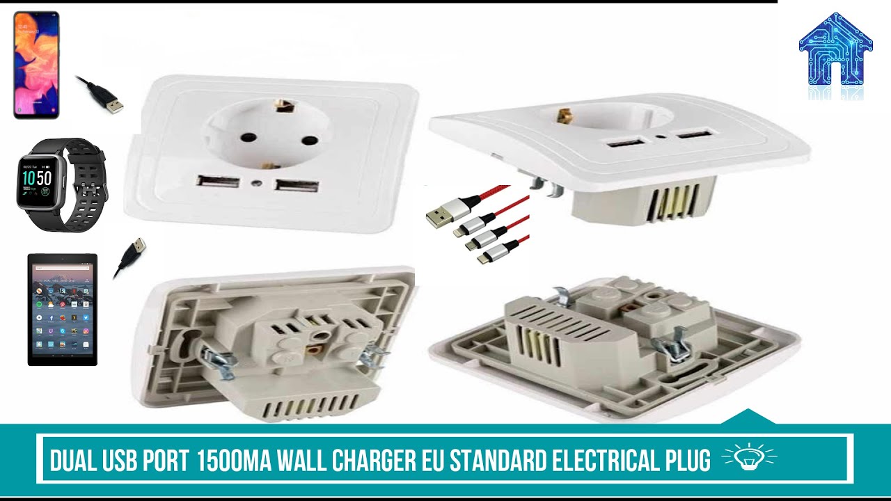 Install Wall Socket USB Charger  EU 1500mAh