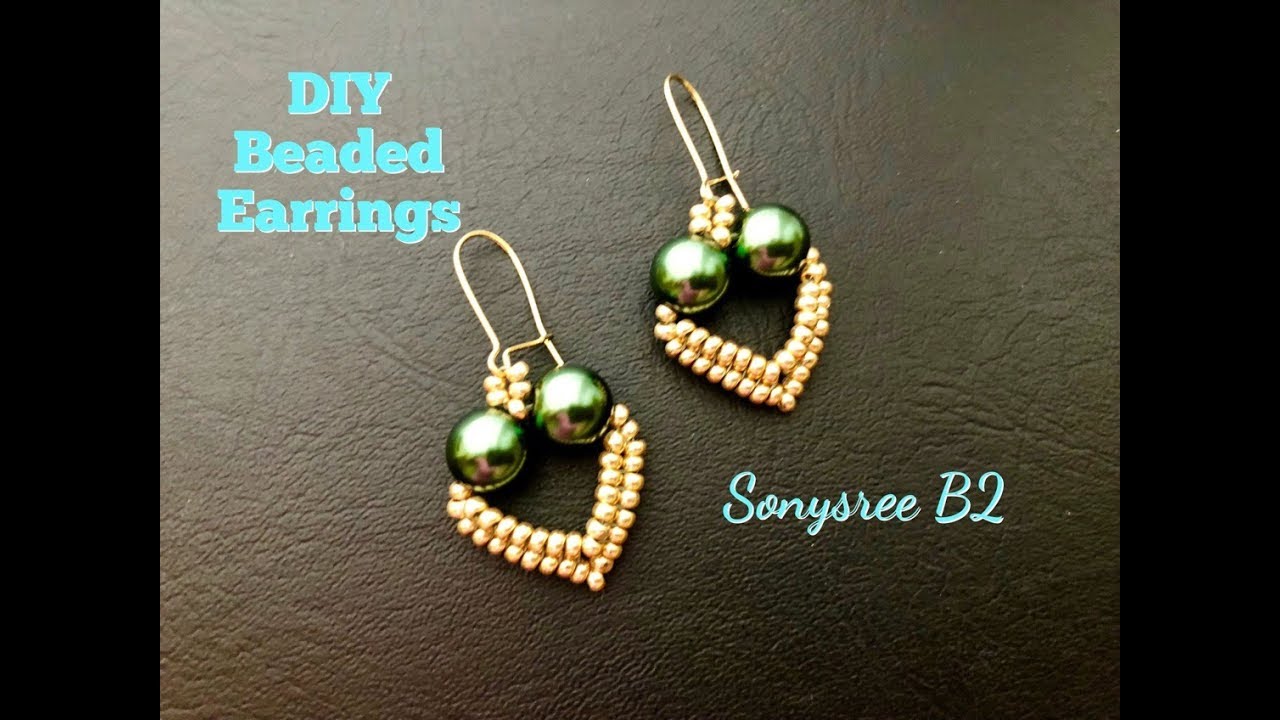 Beaded Lovely Heart Earrings .DIY Earrings