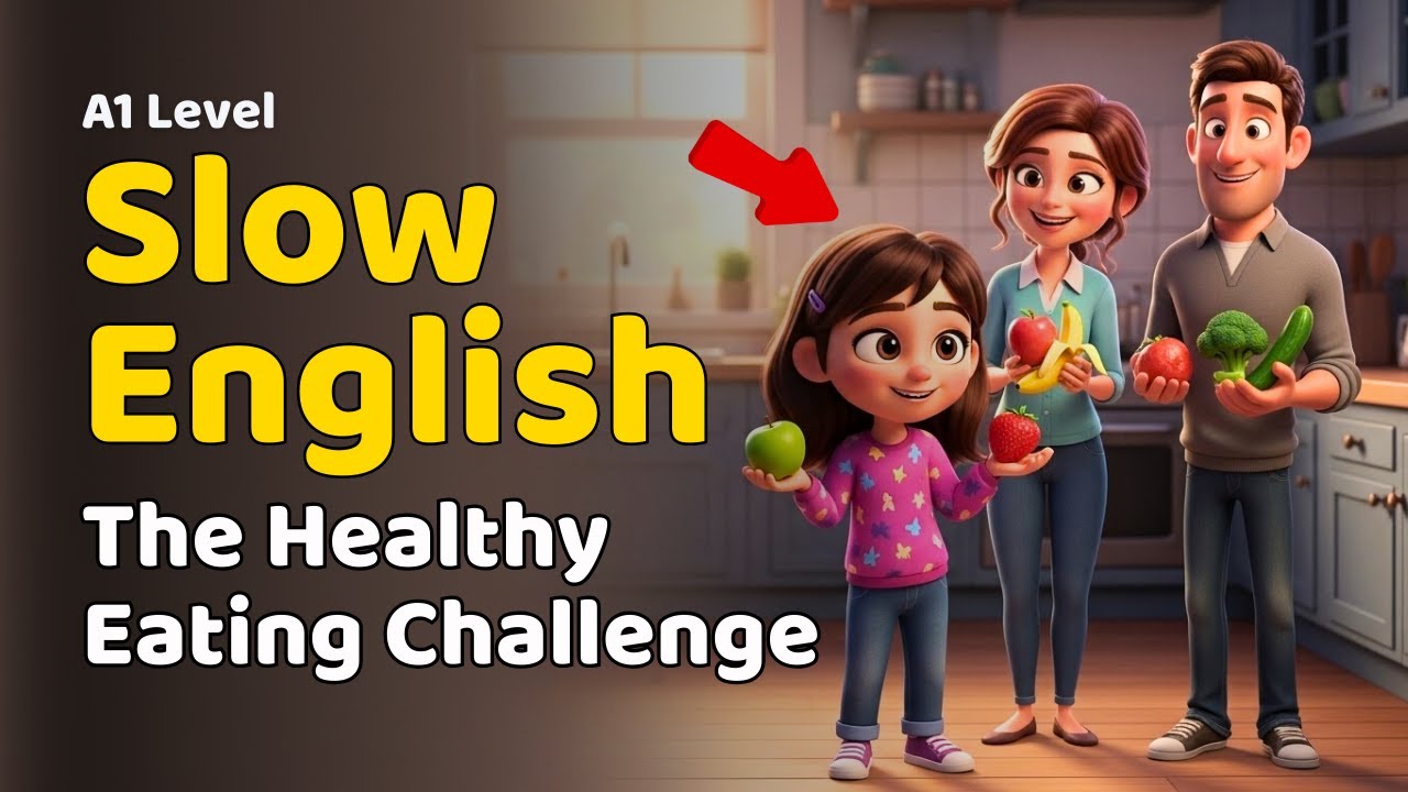 Easy English Story for Beginners (A1 Level) | The Healthy Eating Challenge 🌈 | Slow English