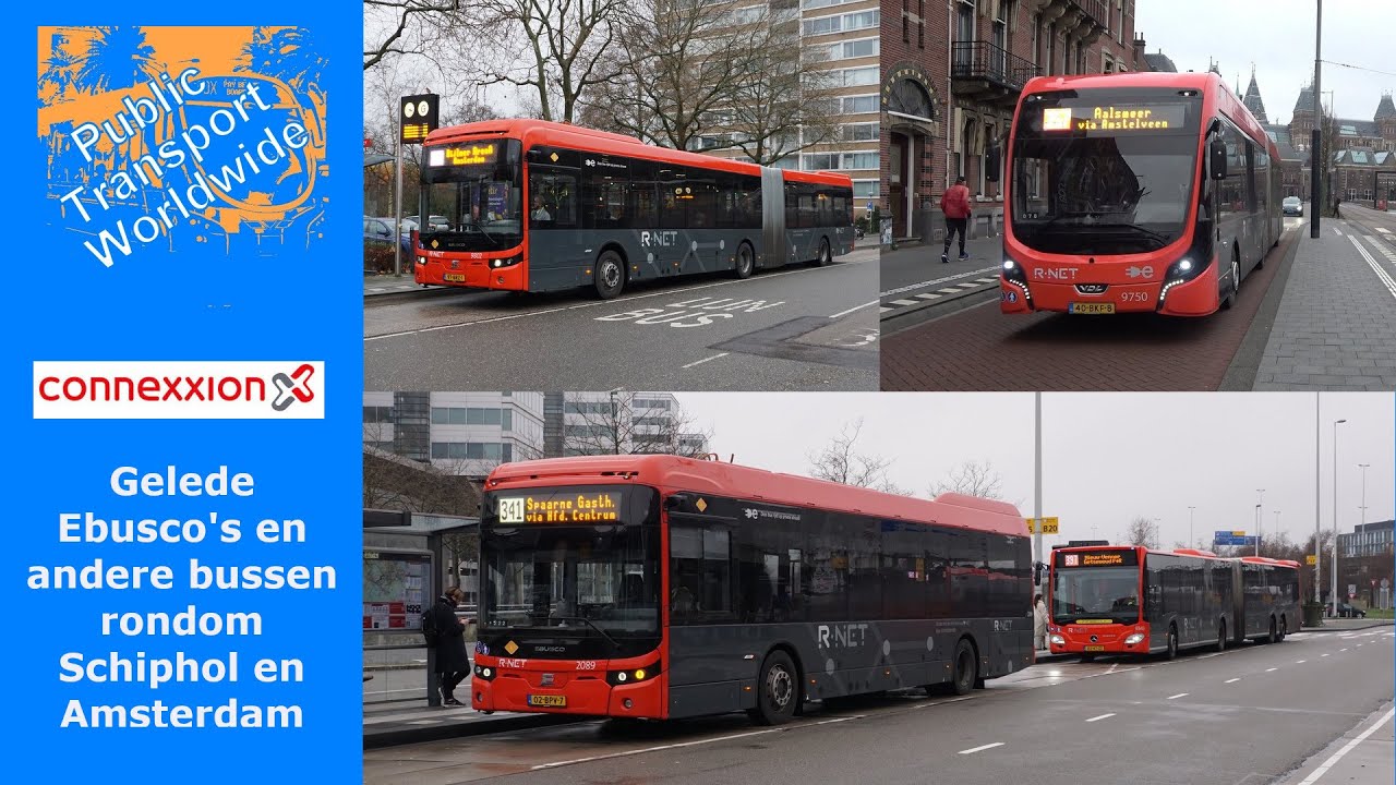 Gelede Ebusco's en andere Connexxion bussen rondom Schiphol en Amsterdam