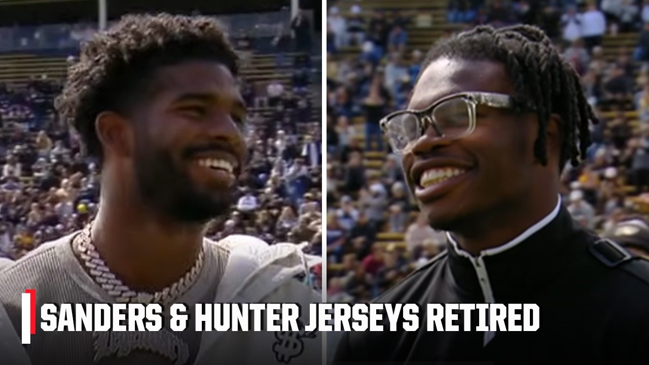 Shedeur Sanders and Travis Hunter's jersey retirement ceremony at Colorado Buffaloes' spring game 👏