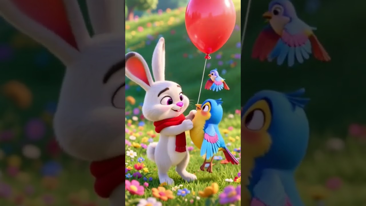 ​The Cutest Hug Ever! Bunny and Bird Best Friends in a Flower Field 🌸