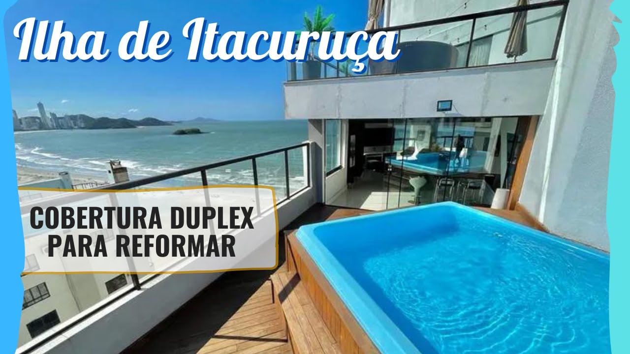 Ilha de Itacuruça, frente mar, cobertura duplex grande para reformar e ser feliz com os pés na areia