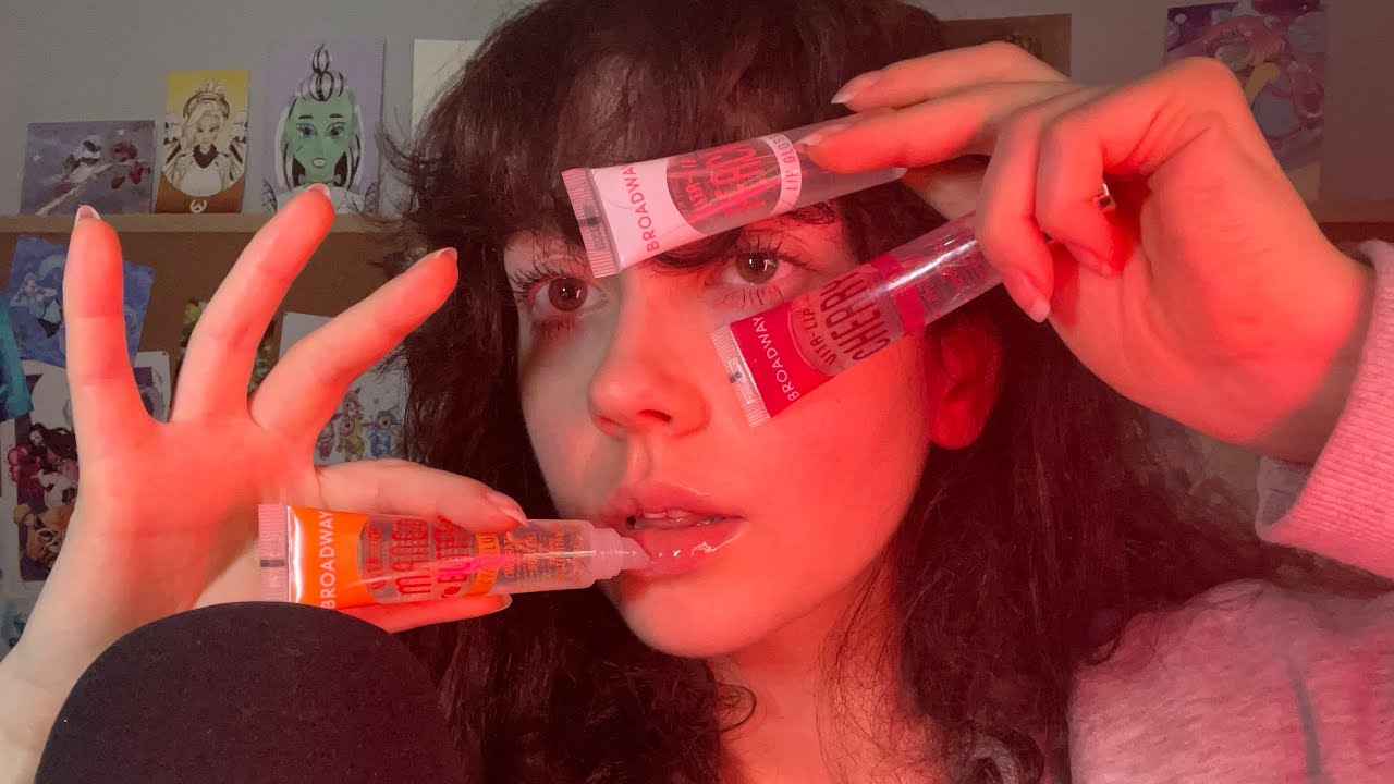 ASMR Trigger Words That Match the Lip Gloss! Sticky Lip Gloss Application + Mouth Sounds 💄