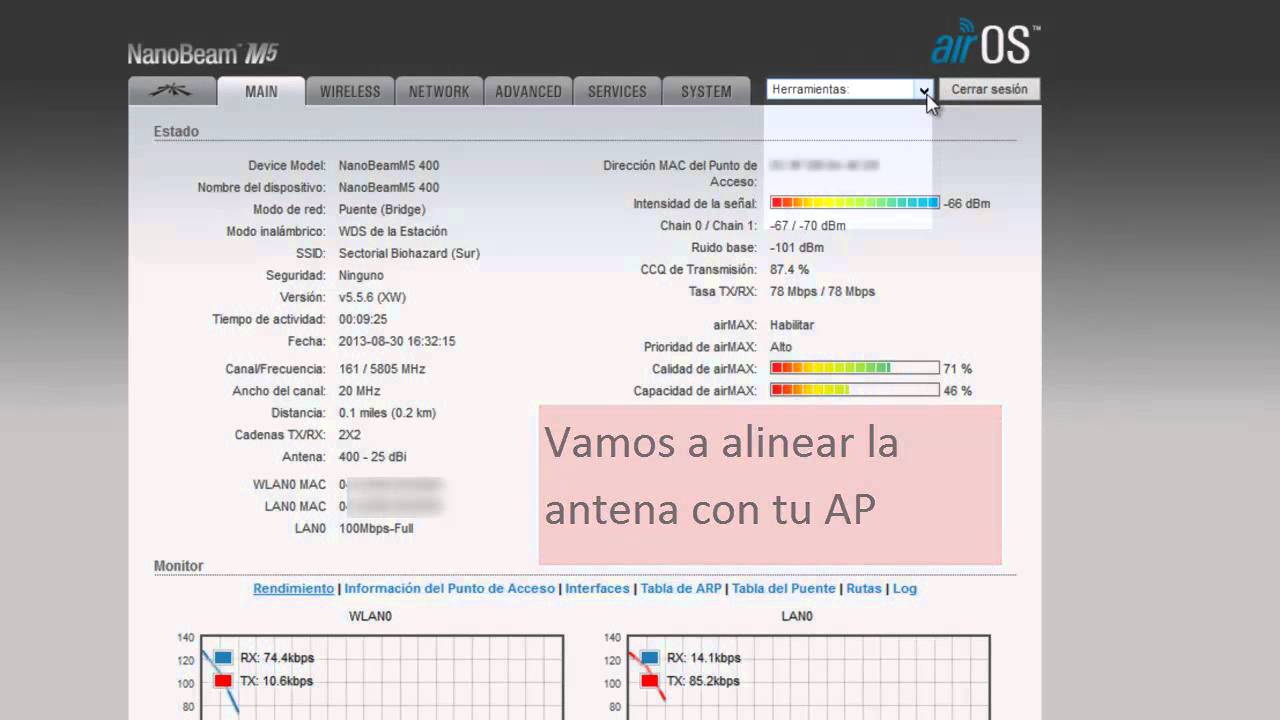 Ubiquiti configuración de antena en modo cliente