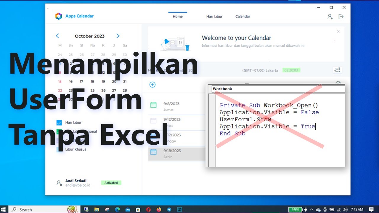 Cara Tepat Menampillkan UserFom VBA Tanpa Menampilkan Excel
