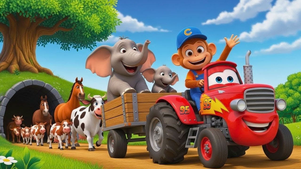 🐒Cute Monkey Nana Lifts a Heavy Tractor Wheel Like a True Hero!