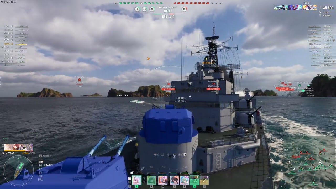 World of Warships: 1 Round of T11 HMS Edgar (UYGLZ-BGM Spam! Spam!!!!!!!!!!)
