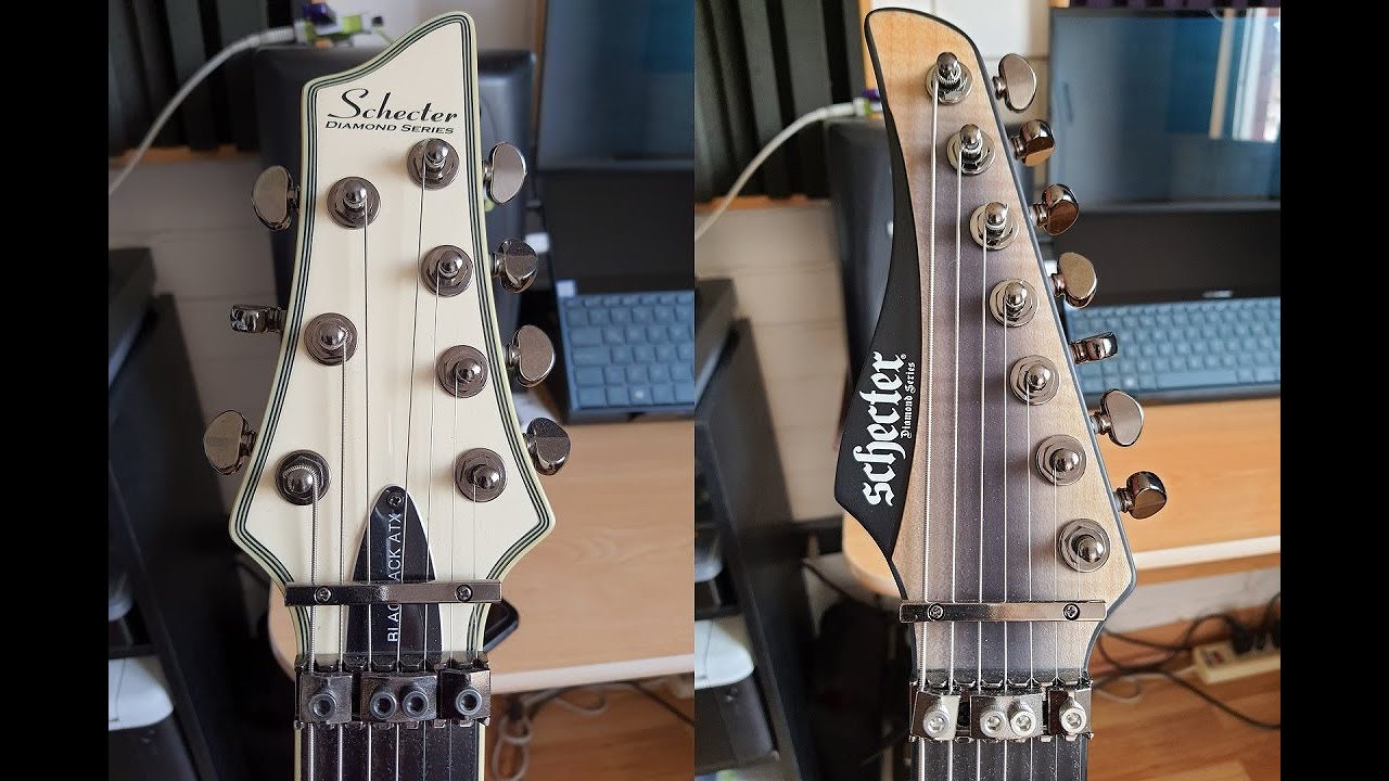 Riffing Schecter Blackjack ATX C7 vs Banshee Mach-7 (room sound)