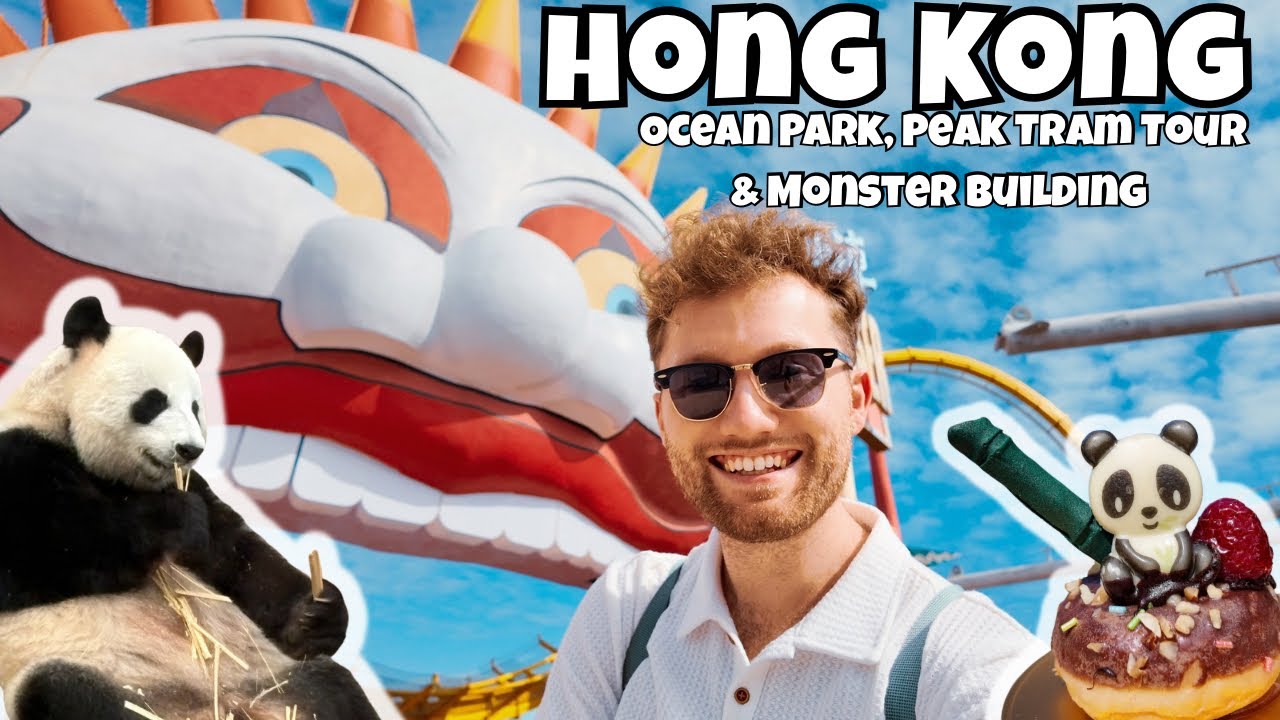 HONG KONG VLOG DAY 3 🇭🇰! Ocean Park Pandas & Thrilling Rides, Peak Tram + Monster Building