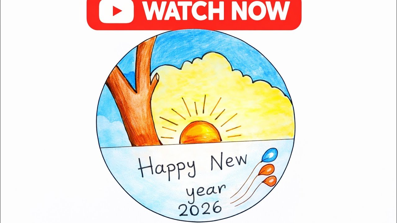 Happy new year 2026 drawing | Easy drawing | New year 2026 drawing | 