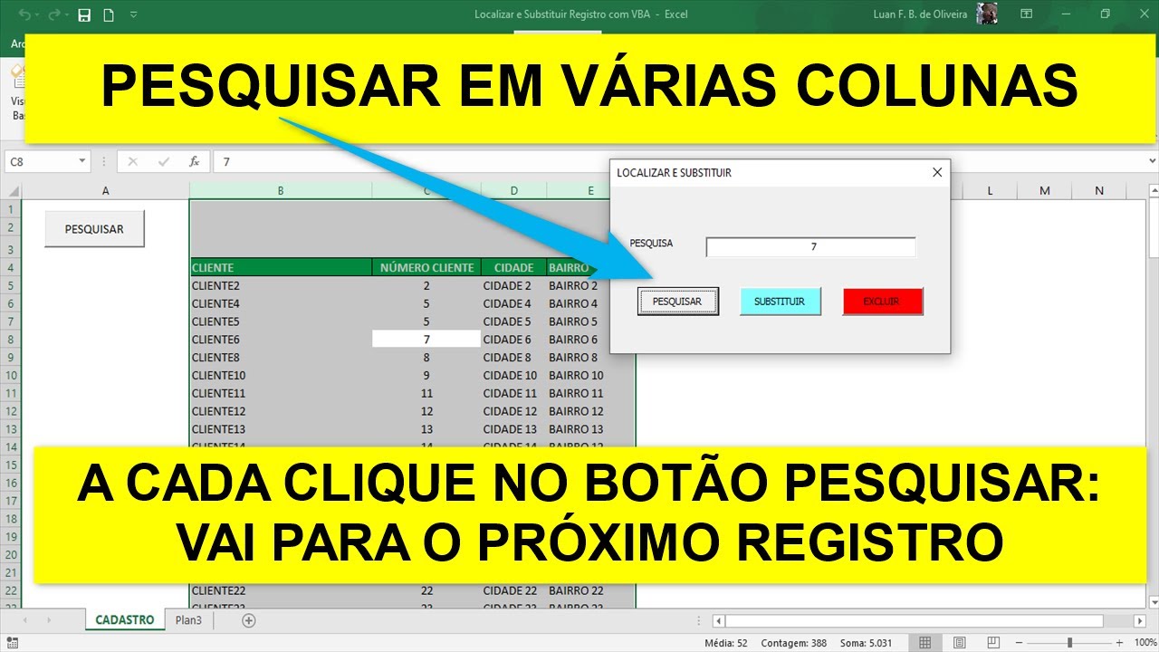 Formulário para LOCALIZAR SUBSTITUIR ou Excluir via Macro Excel VBA