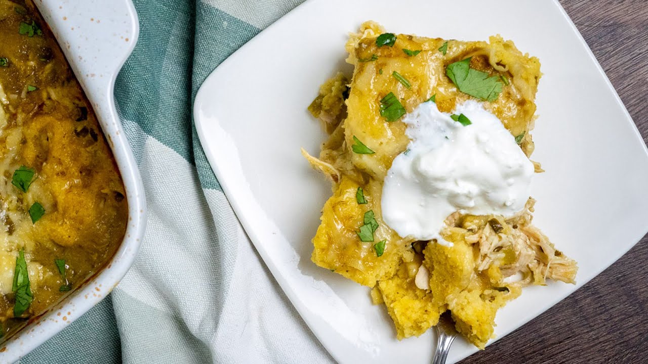 Chile Verde Chicken Tamale Casserole