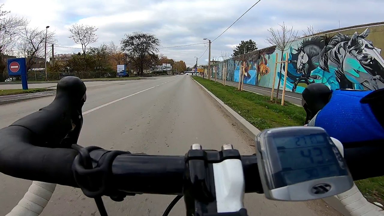 Road bike cycling in Serbia, Požarevac, November 2020