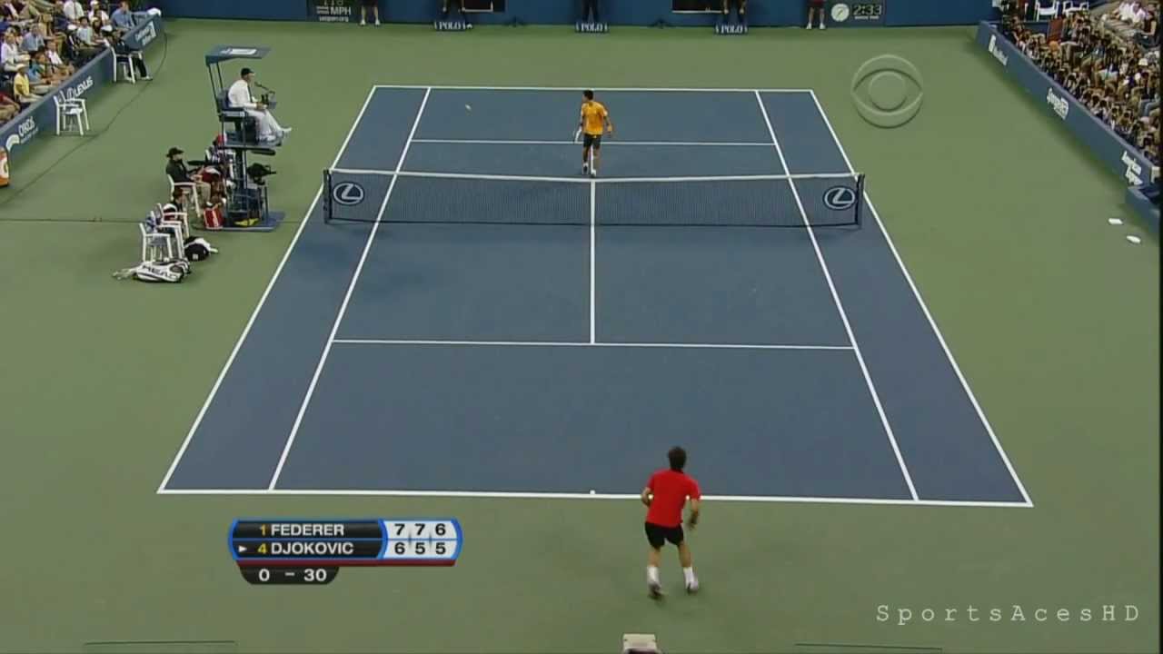 US Open 2009: Roger Federer's Incredible Between the Legs Shot against Novak Djokovic HD