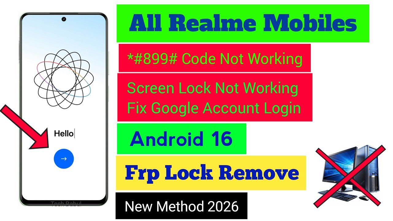 All Realme Android 16 Frp Unlock 2026 || Fix *#899# Code/Screen Lock Not Working/Reset Google Lock