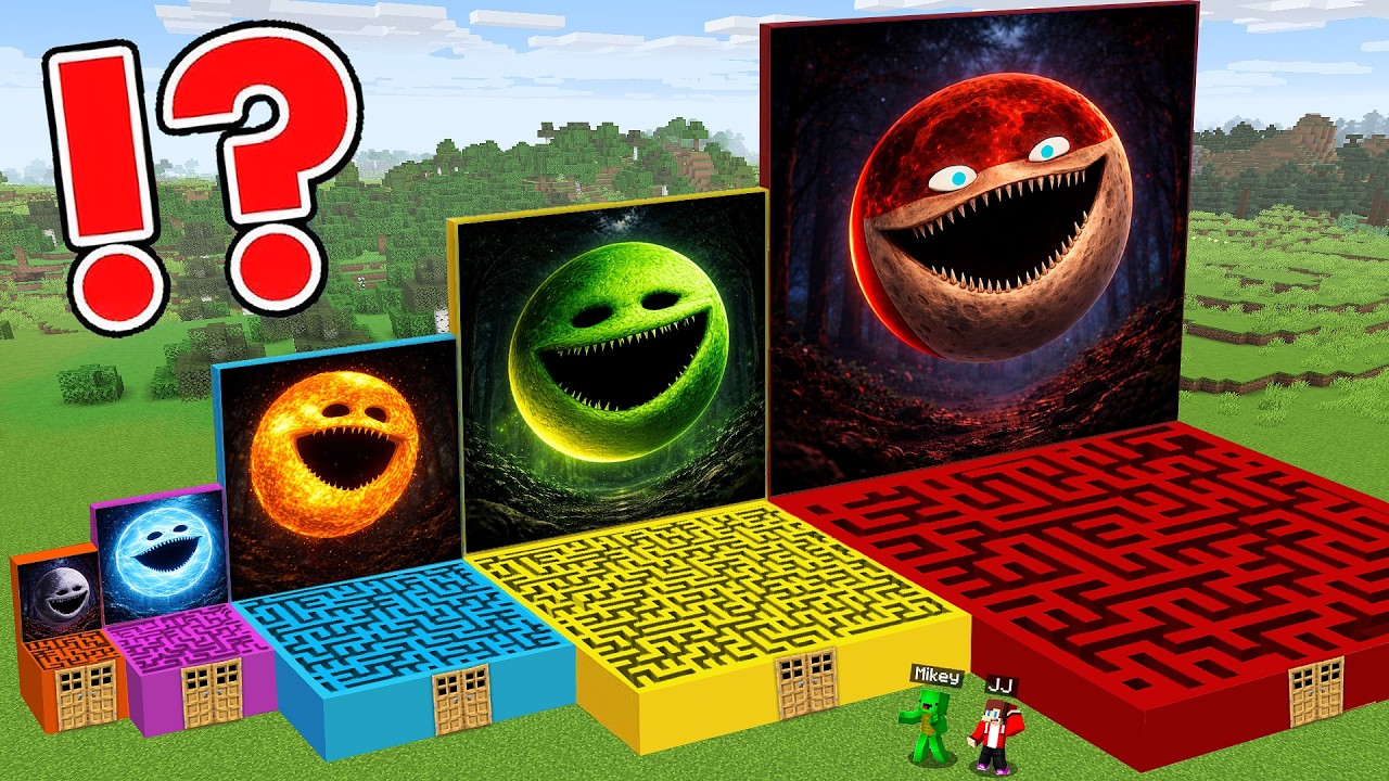 JJ and Mikey Survive in a HUGE MAZE ALL MOON WAKES UP in Minecraft Challenge - Maizen