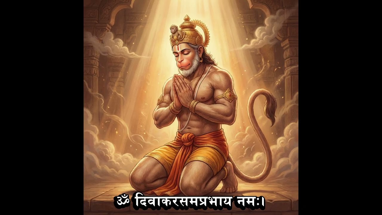 ॐ दिवाकरसमप्रभाय नमः | 1 Hour Hanuman Mantra Chant | Divine Strength & Radiant Protection