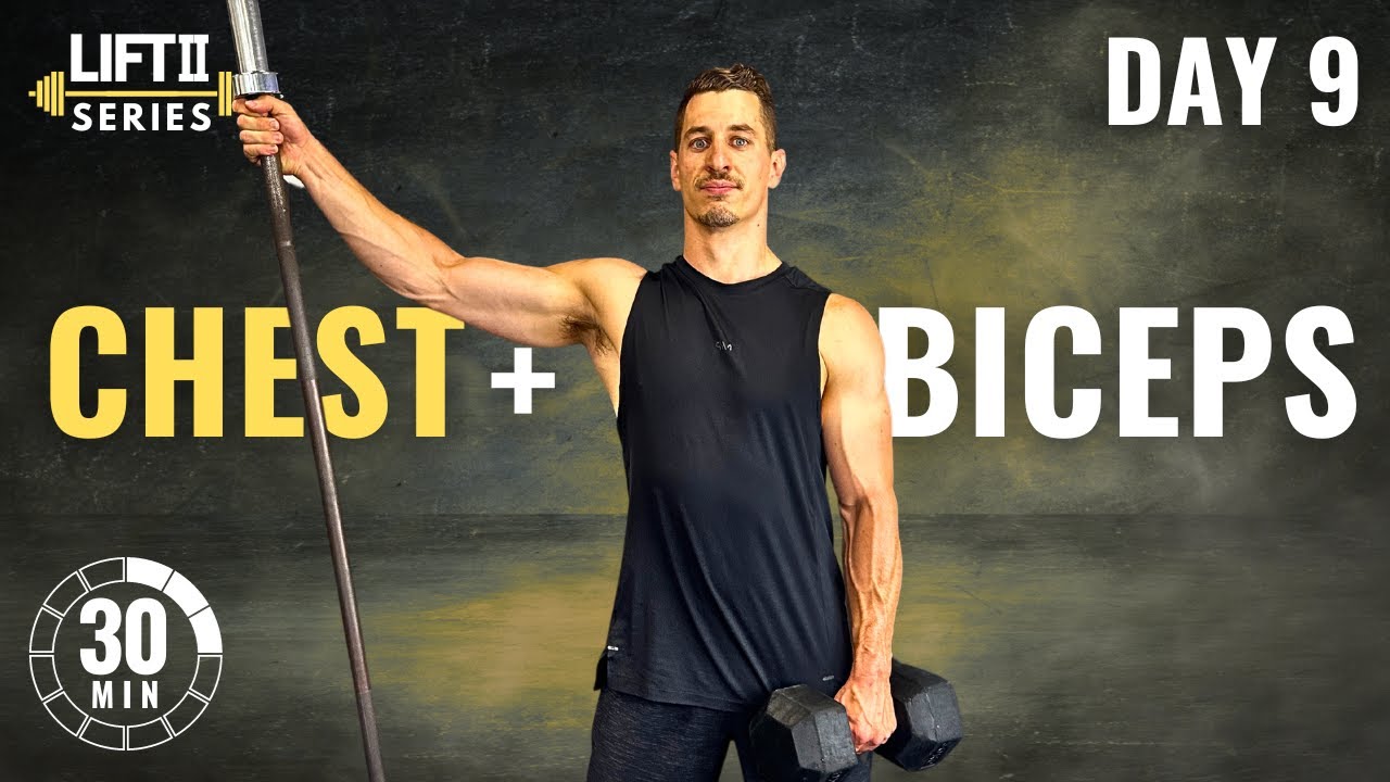30 Min CHEST AND BICEP WORKOUT for Muscle Growth | Barbell + Dumbbell