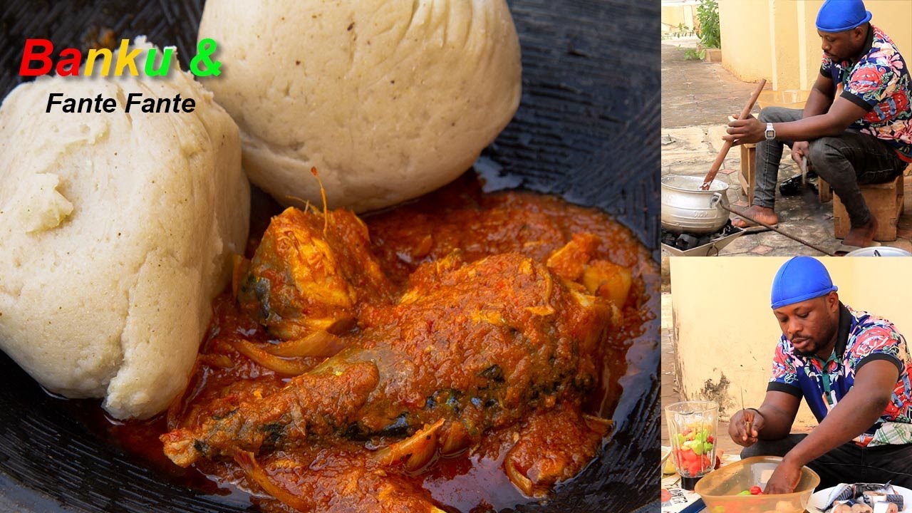 How Ghana's favorite food Banku with Fresh fish tomato sauce (Fante Fante) is prepared. Ghanian Dish