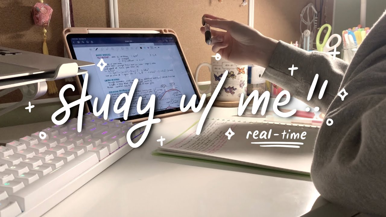 REAL TIME study with me ✨ 45 min study session (no breaks, with music)