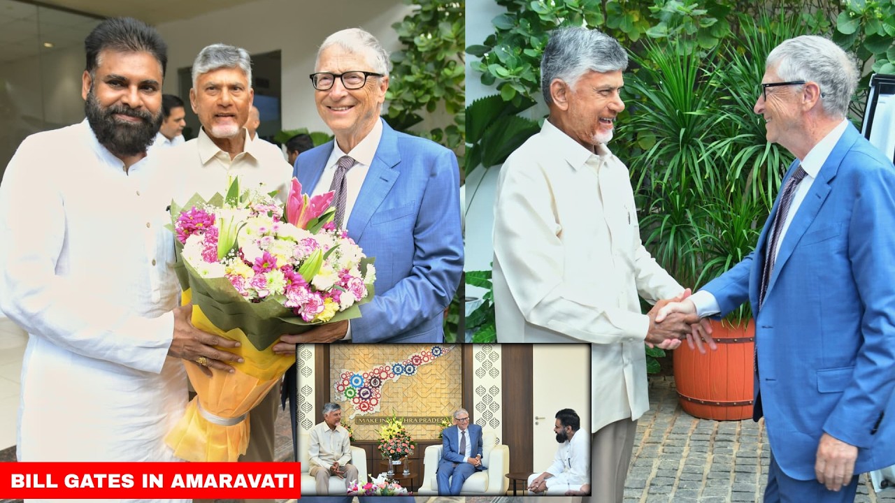 CM Chandrababu & DyCM Pawan Welcome Microsoft Founder Bill Gates @ AP Secretariat | Amaravati | TFPC