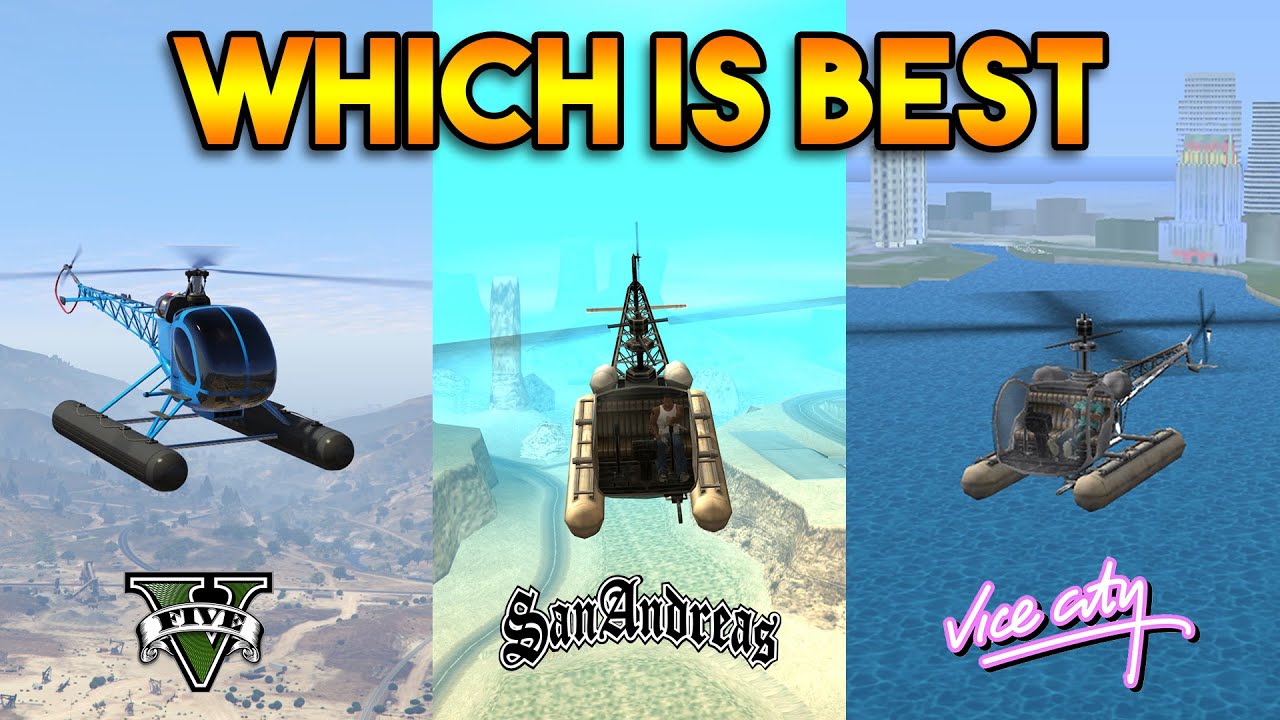 GTA 5 SEA SPARROW VS GTA SAN ANDREAS SEA SPARROW VS GTA VICE CITY SEA SPARROW : WHICH IS BEST?