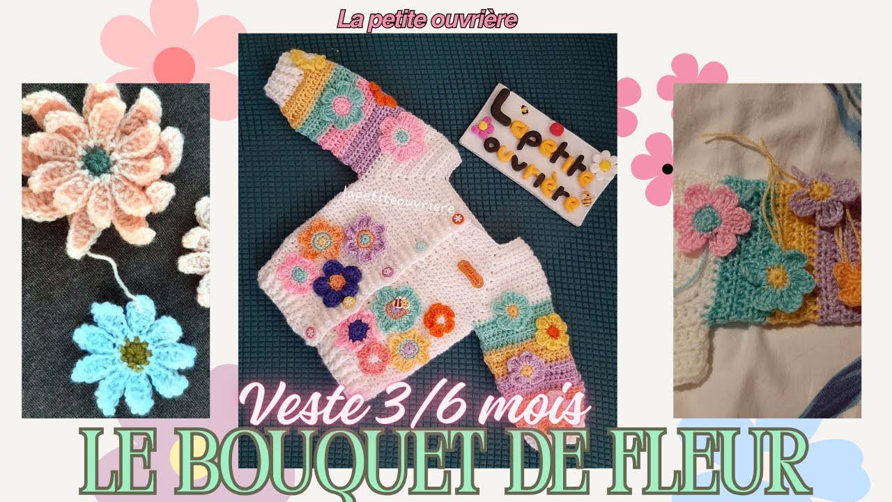Un joli bouquet de fleur, pour une jolie fleur (veste 3/6 mois)