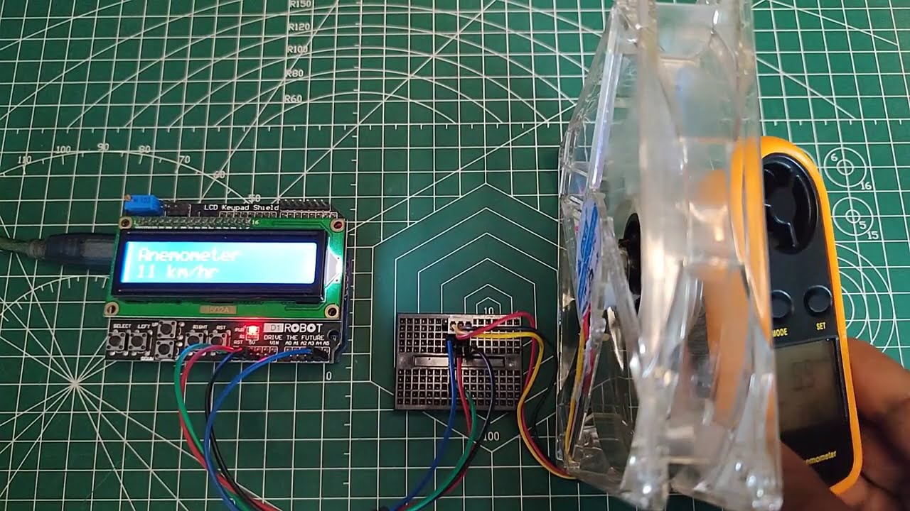Arduino Uno - Customized PC Fan Anemometer using A3144 Hall-Effect Sensor