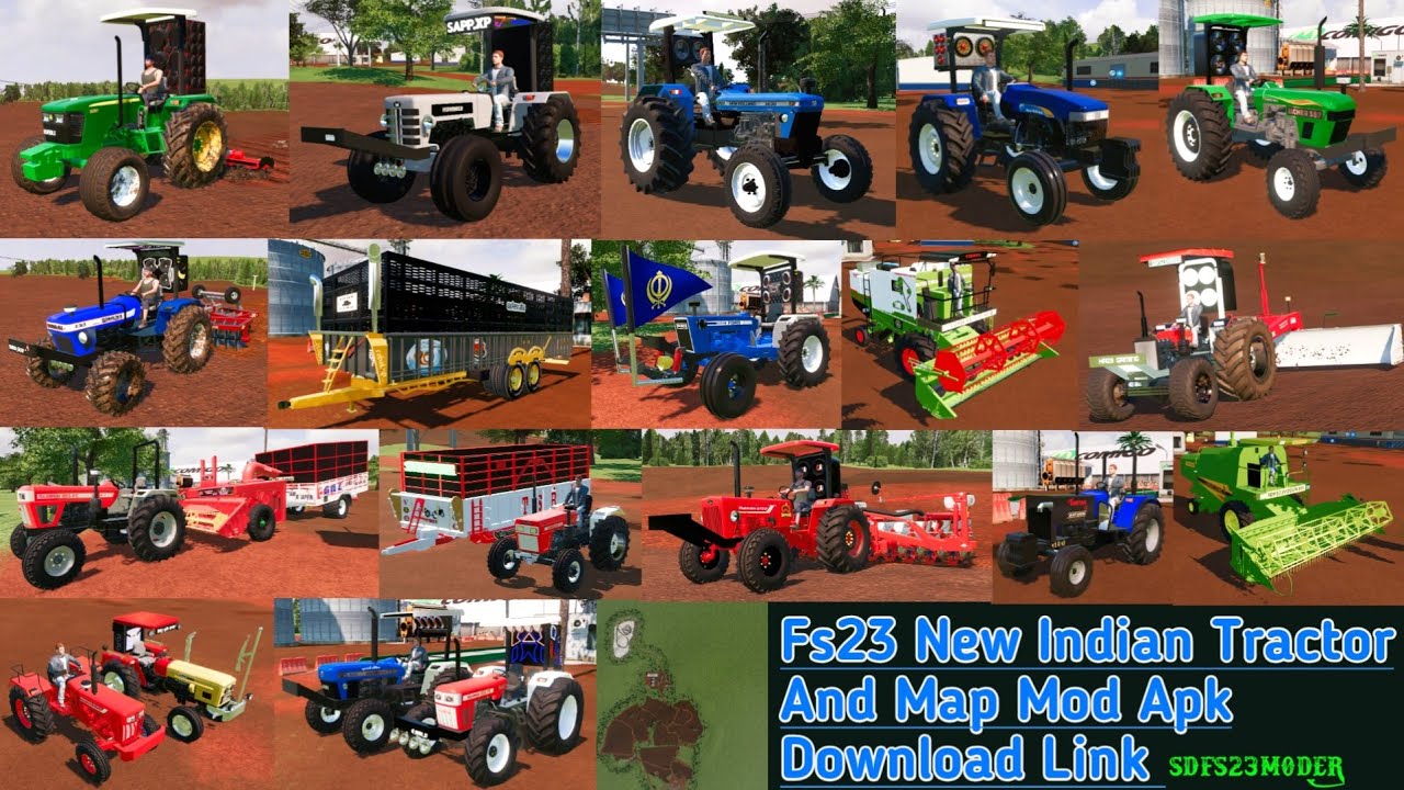 Fs23 Indian Tractor And New Map Mod Apk  Download Link || Mahindra, Swaraj, New Holland, Arjun ||