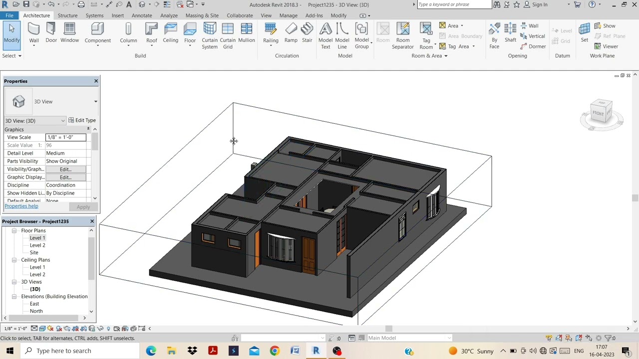 #16How to make a Floor plan in Revit Architecture  with column& ceiling Part-3[Revit Tutorial-16]