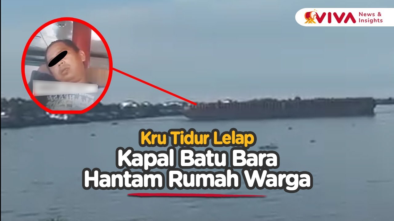 Ditinggal Live Sampai Tidur, Kapal Tugboat dan Tongkang Tabrak Rumah Warga
