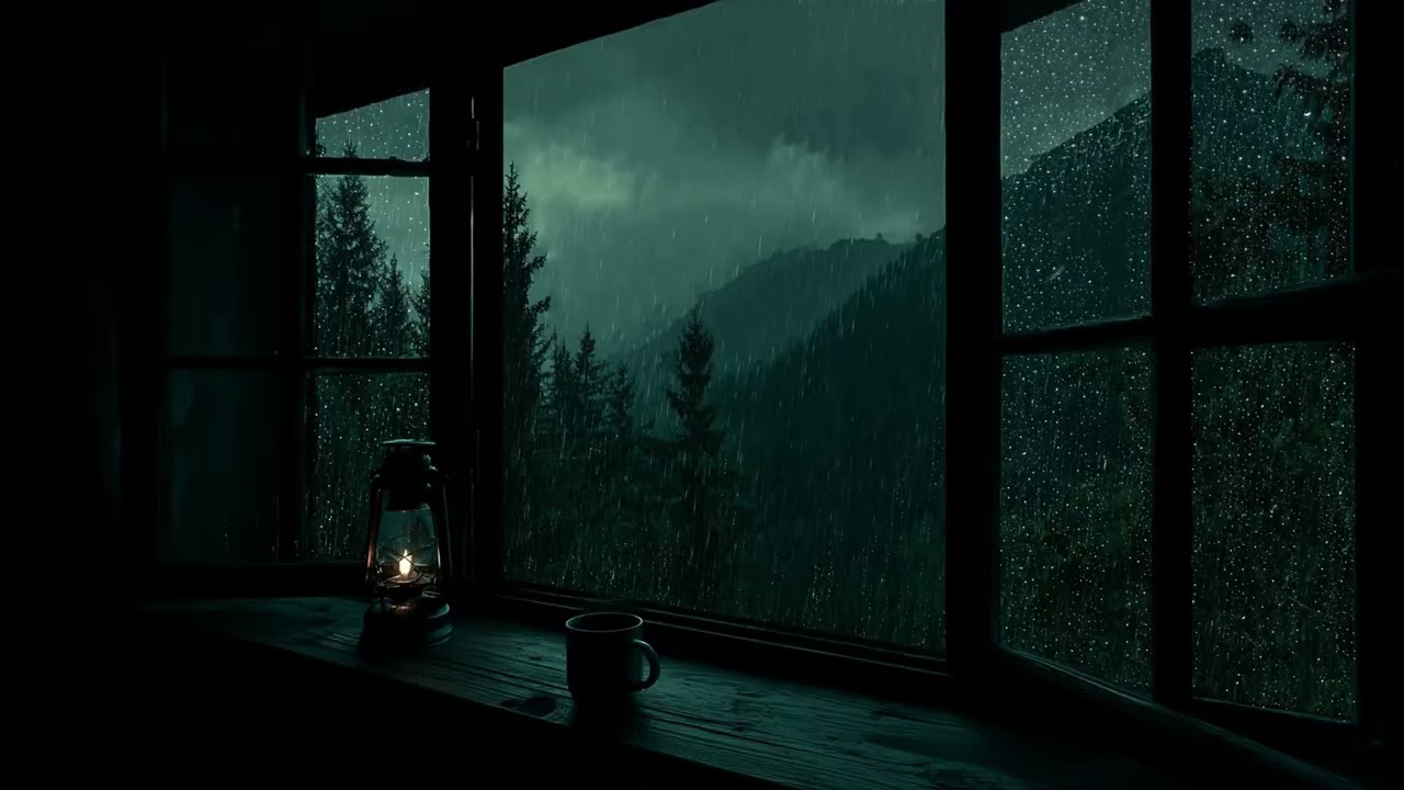 Rainstorm Outside the Window | Warm Cozy Bedroom Ambience for Deep Sleep and Relaxation