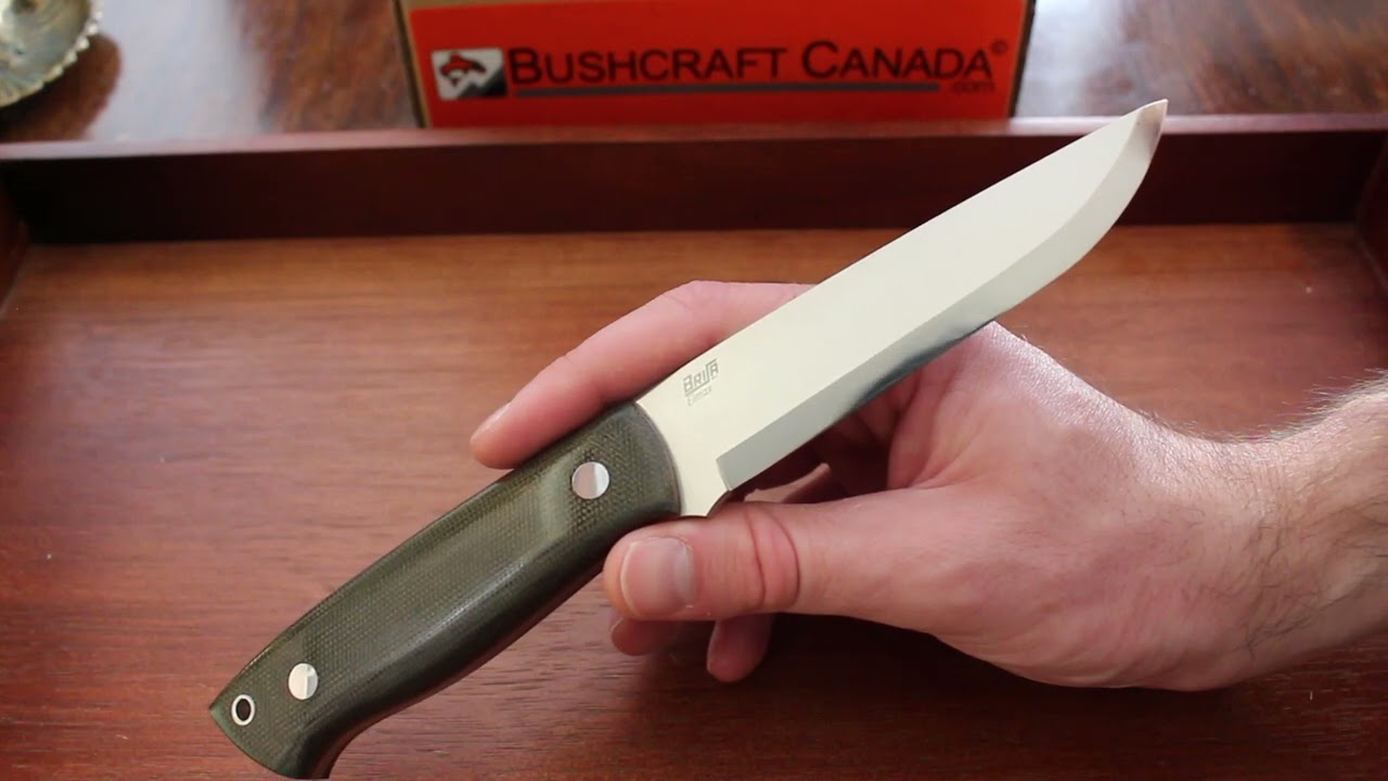 Brisa Trapper 115 ELMAX Green Micarta view by www.bushcraftcanada.com