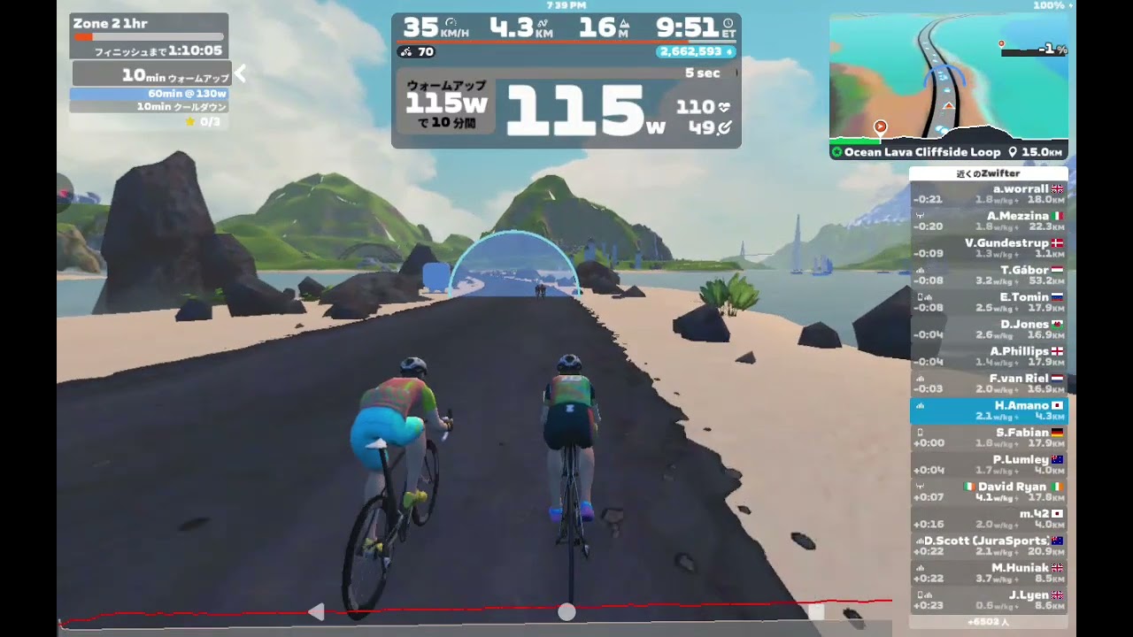 [ZWIFT VLog] Tuesday 10 February 2026 Zone 2 1hr on Ocean Lava Cliffside Loop in Watopia