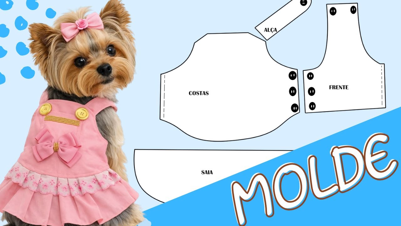 Jardineira Pet (Vestidinho) Passo a Passo + Modelagem Fácil (Molde Base)