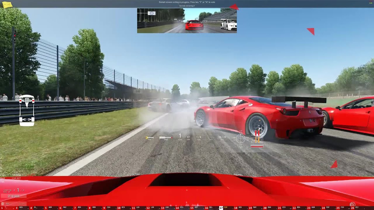 Lap 1 Madness HD - Crashes - AC Online Game Play - Monza GT2 class
