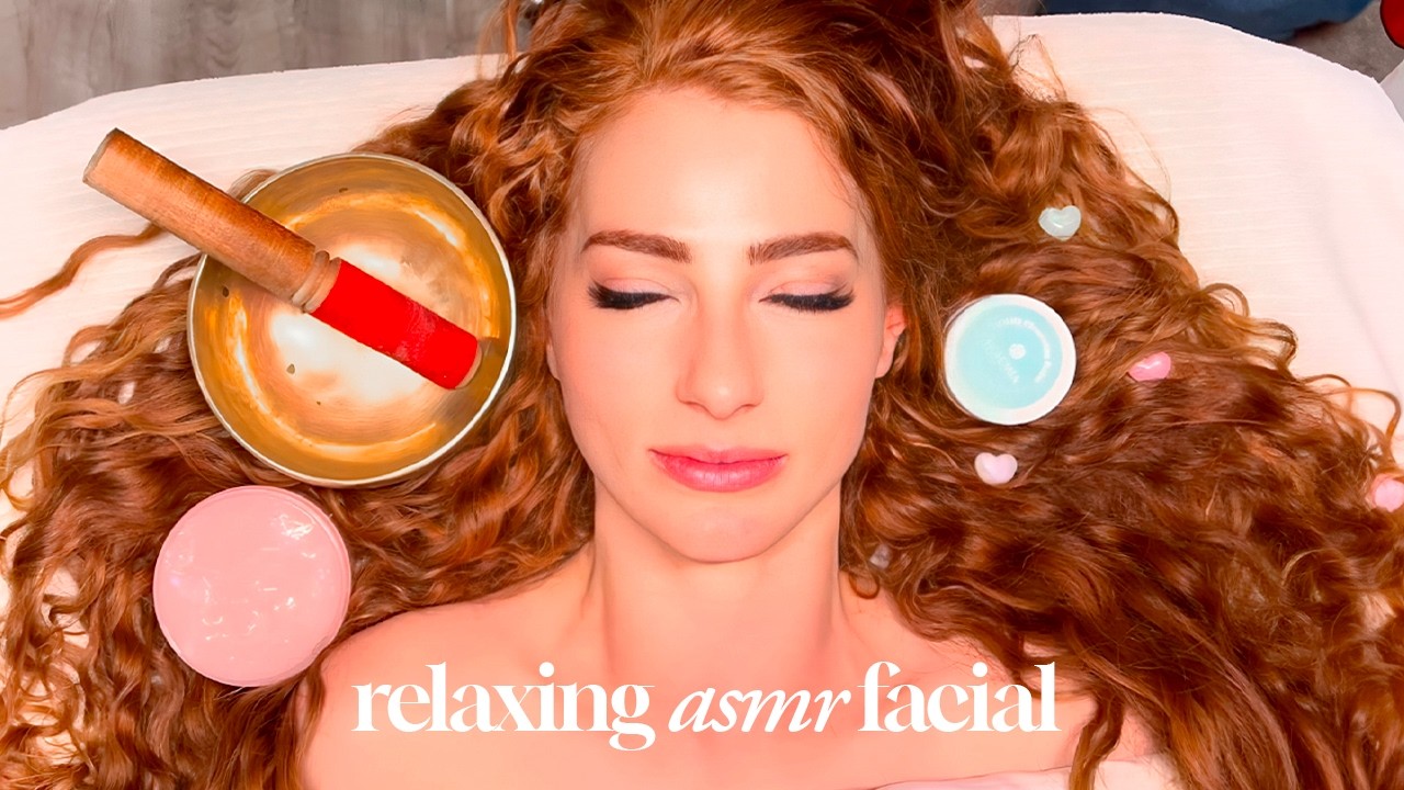 ASMR Sleep Facial for Stress | Hairplay | Sound Bowl | Slime Mask | Sleepy Massage